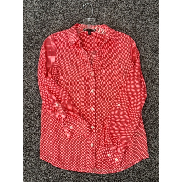 Outback Red Women's Coral/Red Polka Dot Roll Tab Sleeve Button Down Shirt Size S - Picture 3 of 7